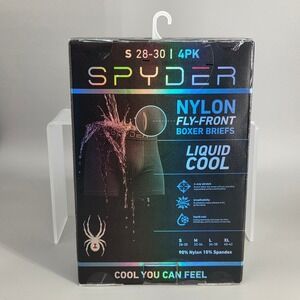 Spyder Boxer Briefs Mens S 4PK Nylon Fly Front Liquid Cool Performance Athletic